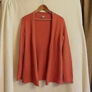 Bright Pumpkin Orange Talbots Open Cardigan